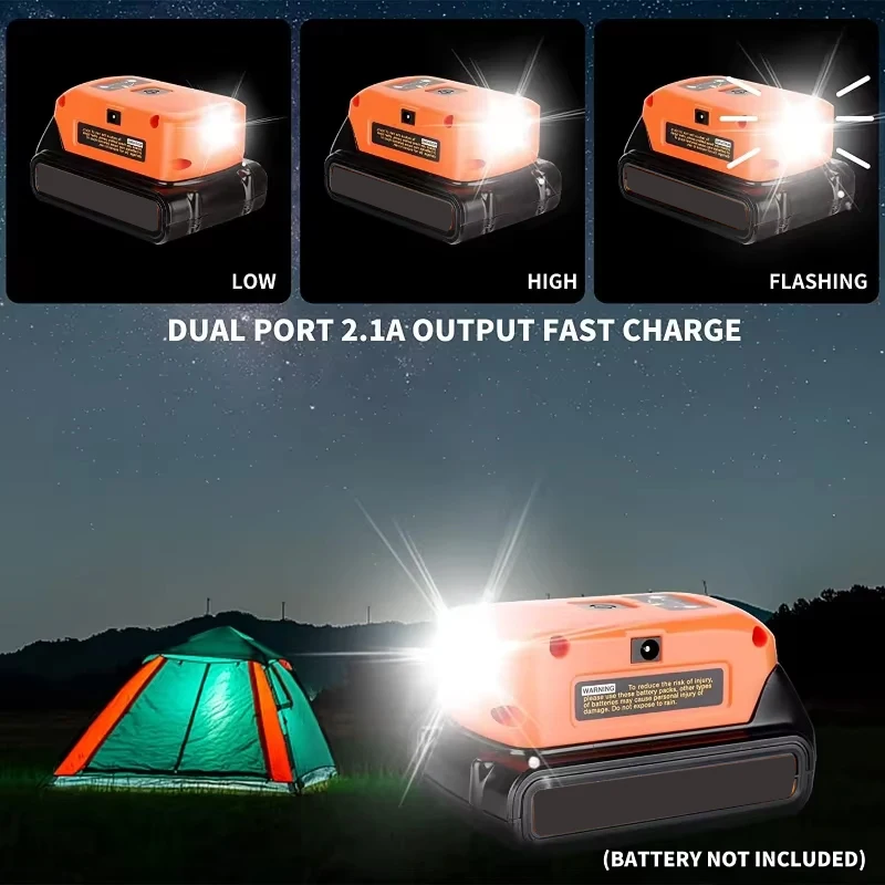 Zwincky-バッテリーアダプター,バッテリー充電器,デュアルUSB, 12V,dcポート,LED作業灯,黒と白,14.4v,18.8v
