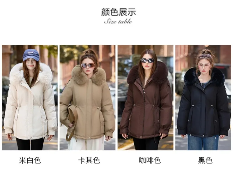 Winter Jacket 2026 New Women Parka Clothes Mid Length Coat Wool Liner Hooded Jacket Fur Collar Thick Warm Snow Wear Padded Parka