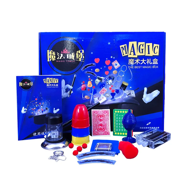 High quality Magic Castle Children's Toys Puzzle Props kids Gift Box Set Deluxe Cups and Balls dice magic tricks toys
