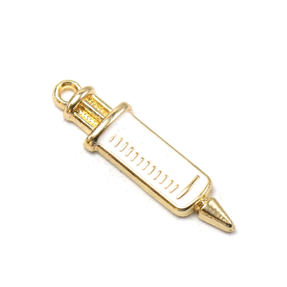 

10pcs Alloy Syringe Shaped Pendant Charm Diy Key Chain Jewelry Making Necklace Accessories Decorative Mobile Phone Charm
