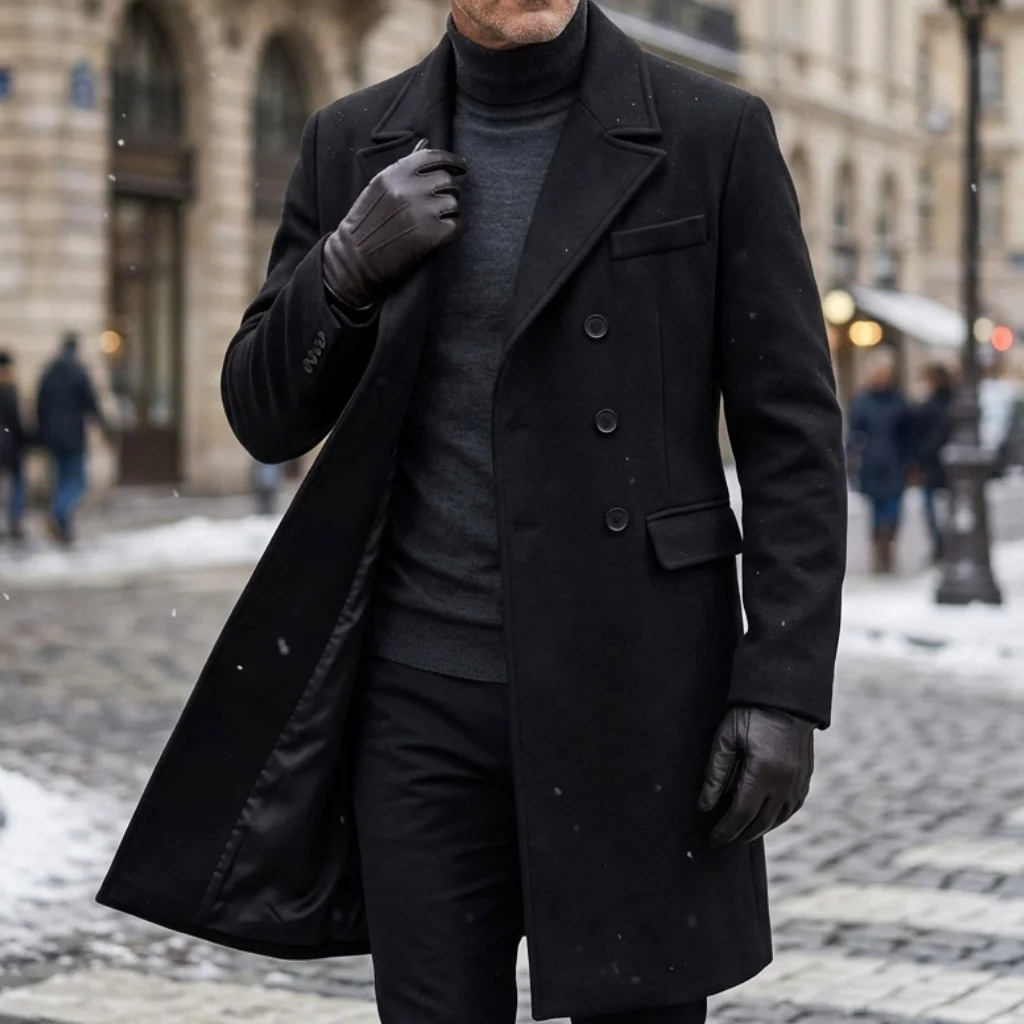 Streetman's Long Coat Windbreaker Double Breasted Fastening Casual Suit Jacket Thick Winter Warm Coat Windbreaker Suit Jacket