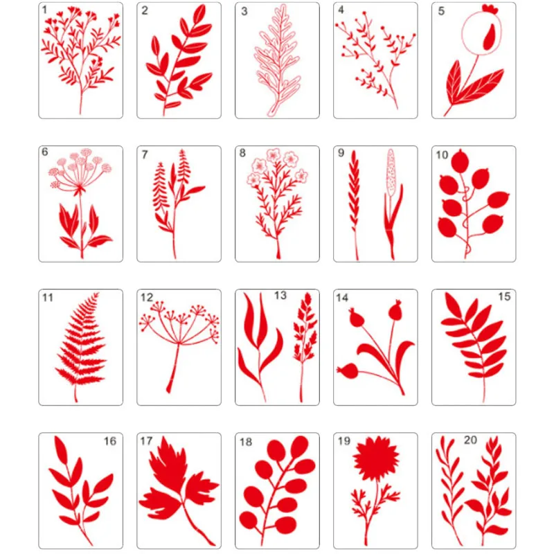 20pcs 21*29.7cm Plant Flower Stencil DIY Layering Wall Painting Scrapbooking Coloring Embossing Album Decorative Card Template