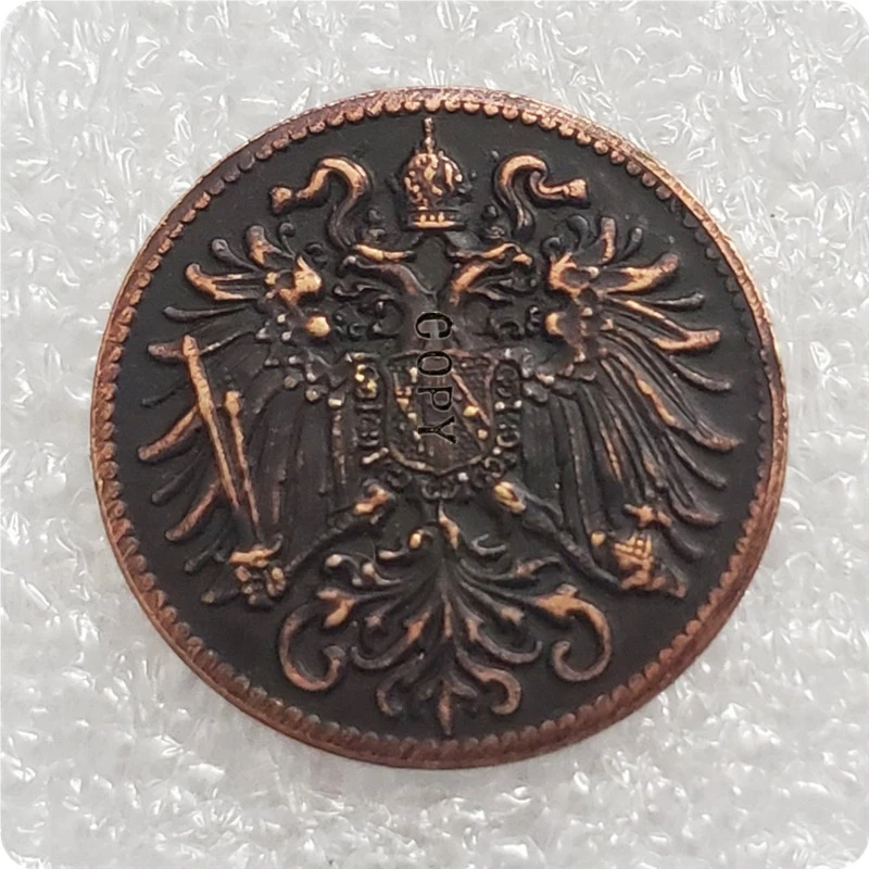 1892 Austria - Habsburg 1 and 2 Heller - Franz Joseph I Copy Coins