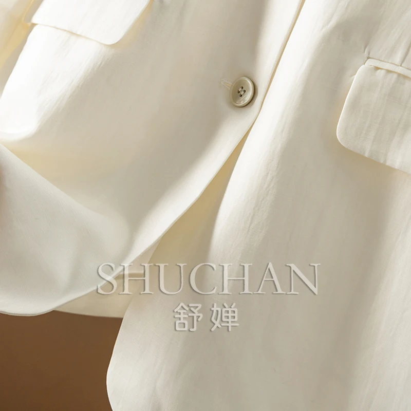 Comfort, Early Autumn High-quality Cabinet with Linen Long-sleeved Blazer Women 90A8