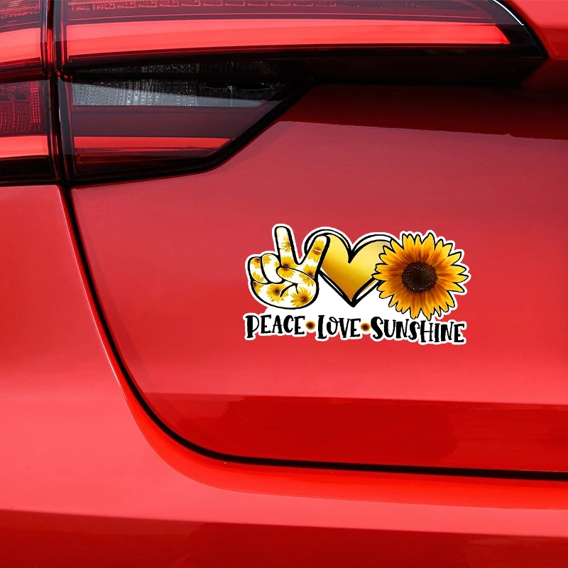 JT11# Car Sticker Peace Love Sunshine Sunflower Vinyl Sticker Waterproof Car Decals Laptop Wall Window Bumper Sticker Car