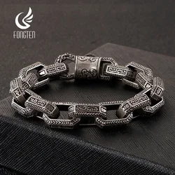 Fongten Vintage Square Bracelet For Men Stainless Steel Totem Viking Charm Heavy Bracelets Bangle Male Jewelry Pulsera Wholesale