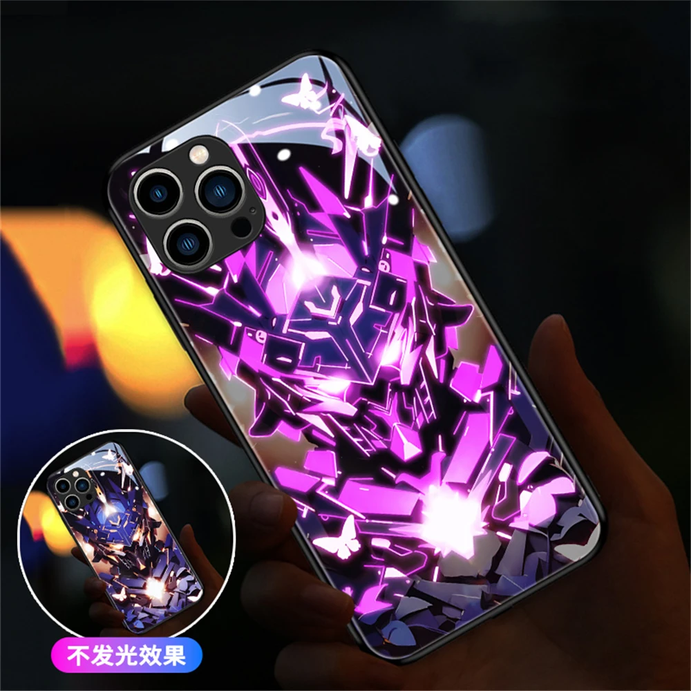 Japanese Anime Pattern LED Calling Light Flash Phone Case For iPhone 15 14 13 12 11 Pro Max X XR XS Plus SE2020 6 7 8