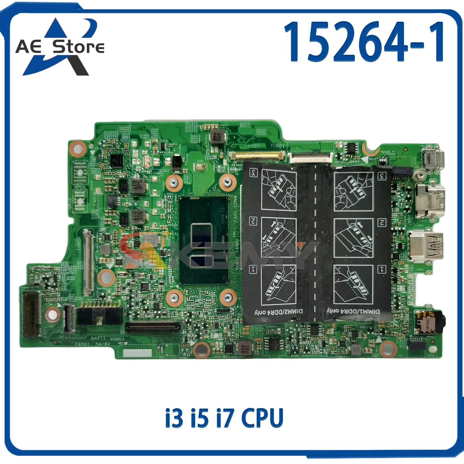 

AE 15264-1 Mainboard For DELL I5368 I7368 I5568 I7569 I7779 L3379 0NX6FR 0KY1XP 0XDV20 Laptop Motherboard i3 i5 i7 CPU