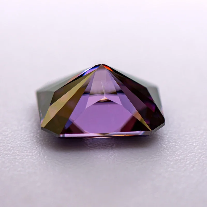 Moissanite Stone Imperial Purple Color Radiant Cut Gemstone Lab Grown Diamond For Charms Woman Jewelry With GRA Certificate