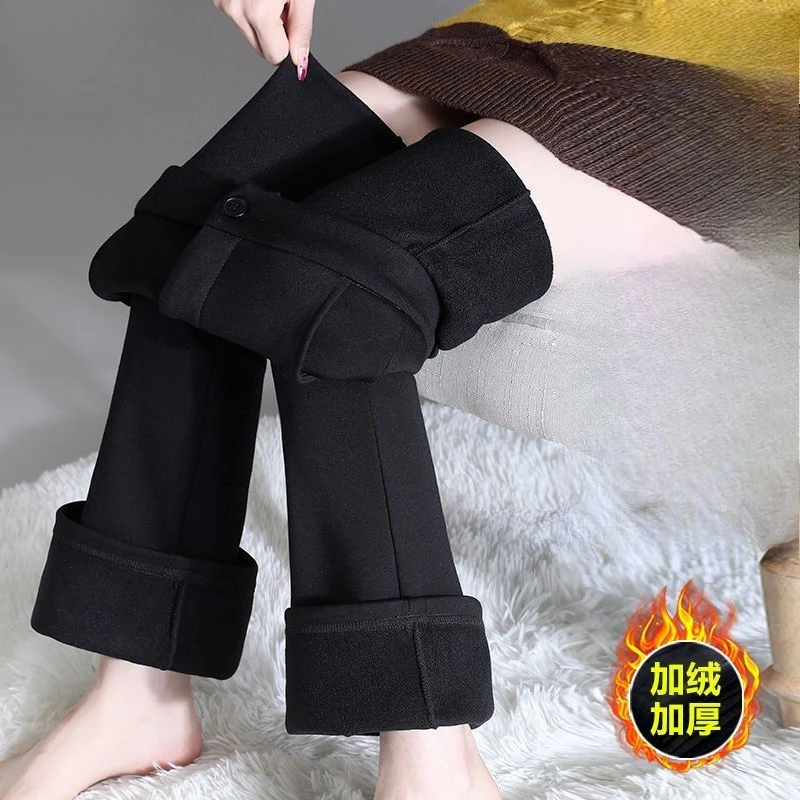 الشتاء رشاقته الدافئة عالية الخصر المرأة واسعة الساق مضيئة Capris السراويل للنساء OL مكتب بناطيل ضيقة امرأة بنطلون TT509