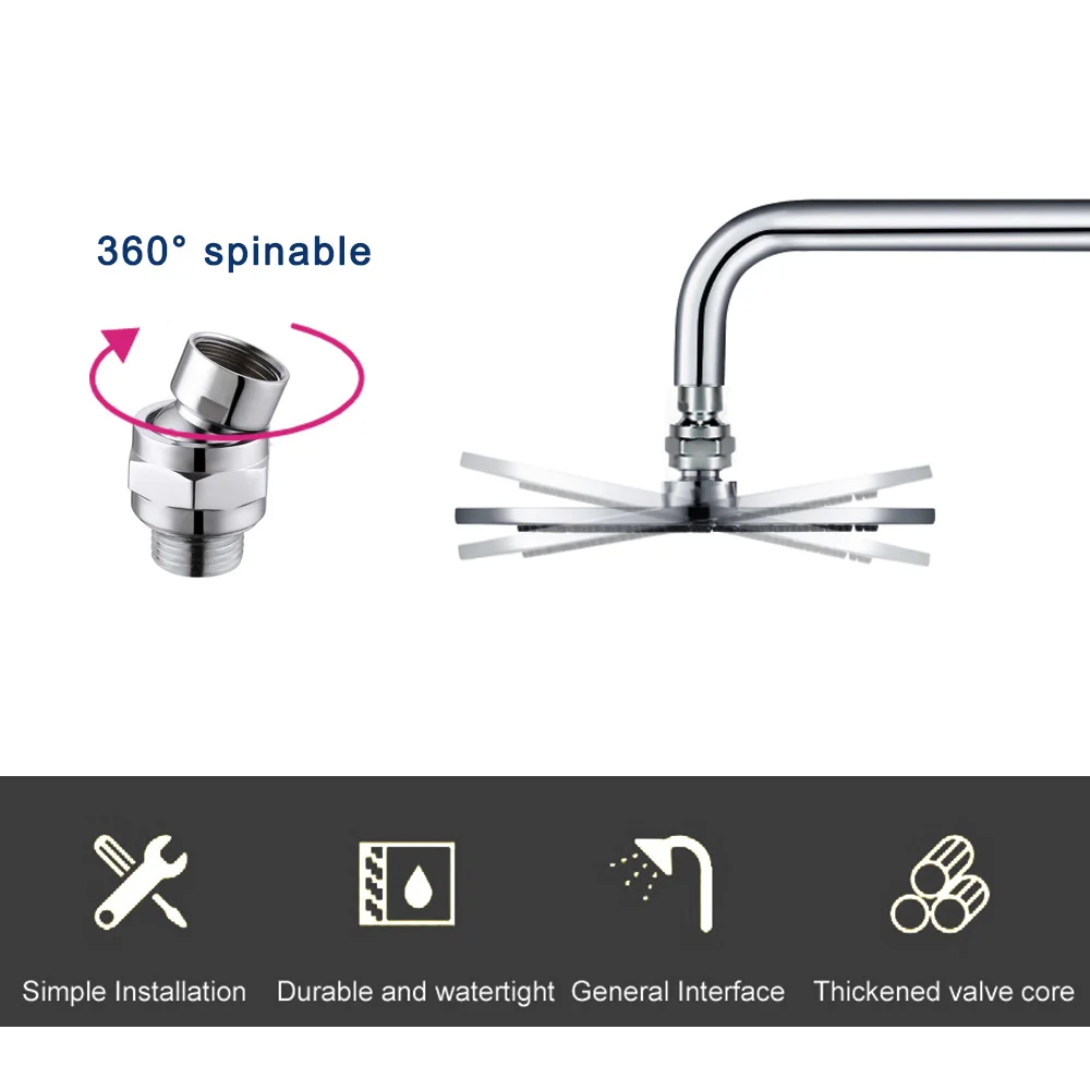 360° Universal Rotating Adapter Rainfall Shower Head Ball Joint Hardware Head Shower Adjustable Angle Swivel Connector Accessory