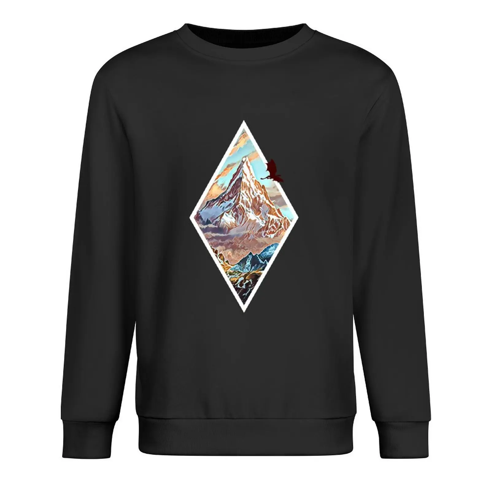 

The Lonely Mountain - Dragon - Digital Art - Diamond Frame Black Fantasy Pullover male clothes tracksuit men men sweatshirt