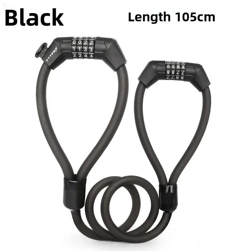 TTPRO 10mm Hardened Steel Cable Bicycle Lock | Electric Anti-Bolt Shear Double-Head Password Lock