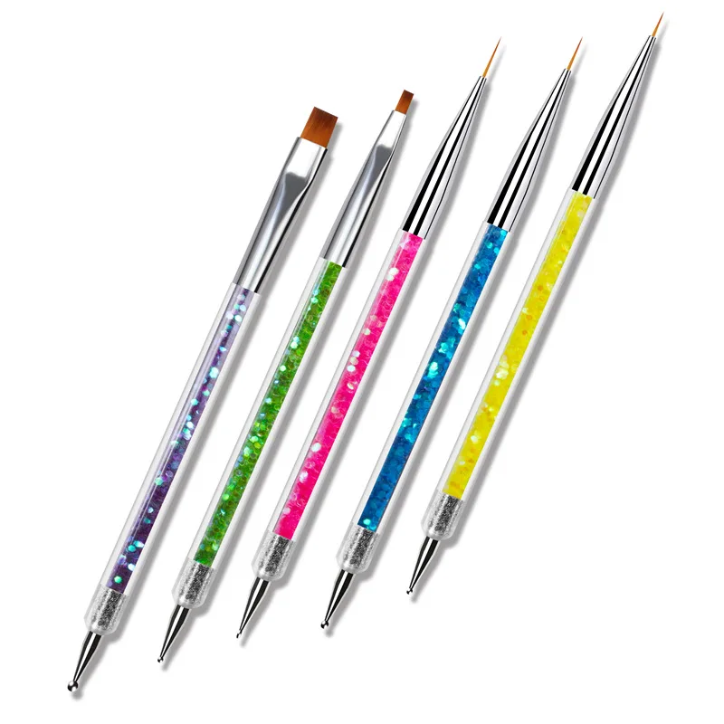 5Pcs Nails Art Dotting Pen Nails Brushes For Nails Art Accessories Tools Kits Nail Supplies For Professionals Manicure Set