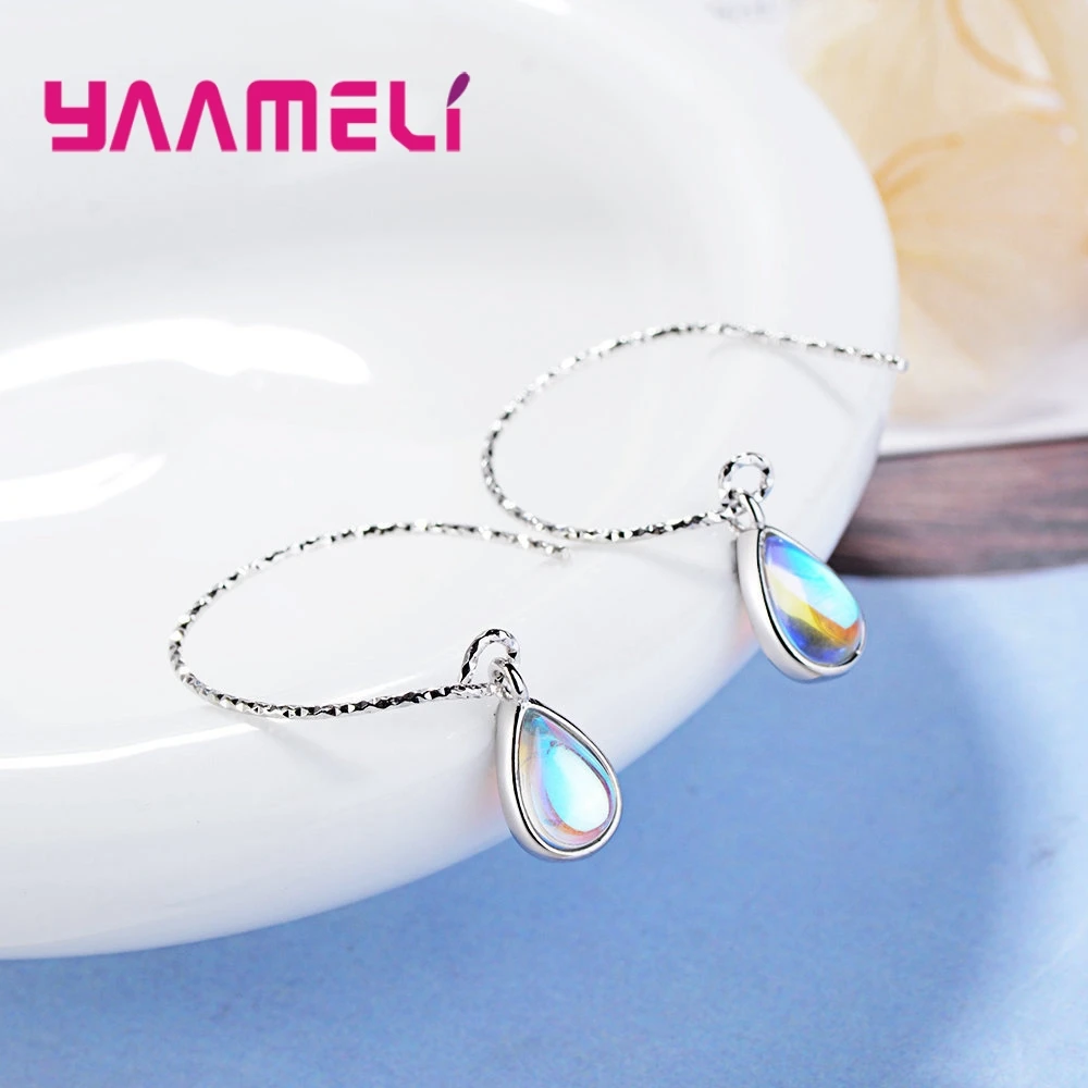 

Элегантные серьги-капли из стерлингового серебра 925 пробы в форме капли воды с лунным камнем и крючком для ушей для женщин, модные ювелирные изделия для свадебной вечеринки, подарок