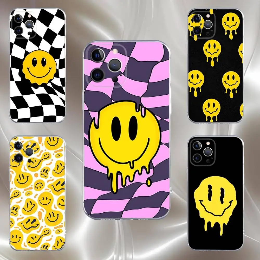 

CARTOON Smile E-Emoji Phone Case For iPhone 16,15,14,13,12,11 Pro,Max,Plus,X,XS,XR,SE,Mini Transparent Silicone Soft