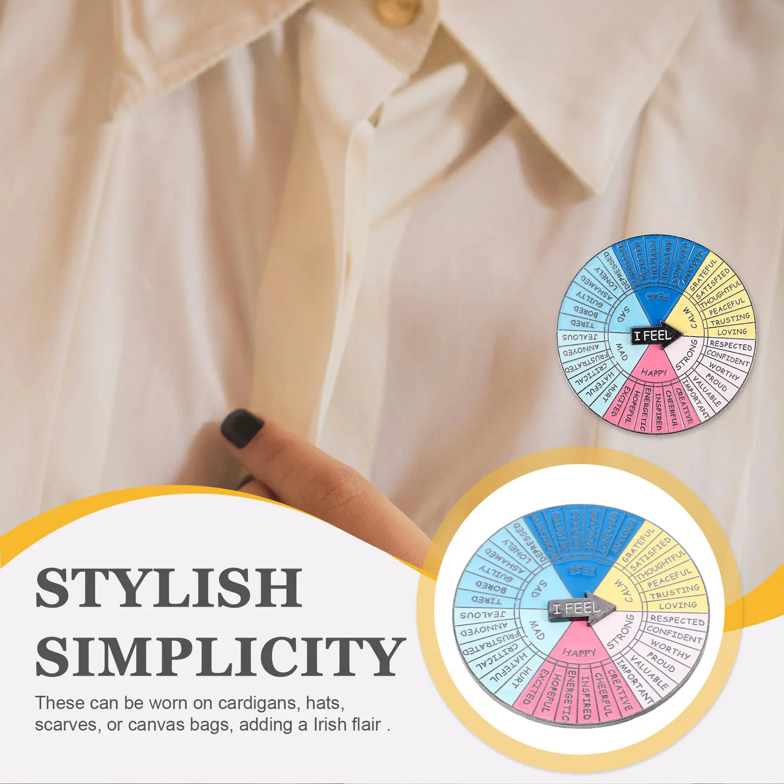Social Rotating Emotion Wheel Brooch Vintage Mood Indicator Pin Creative Conversation Starter Party Gathering Accessory Funny