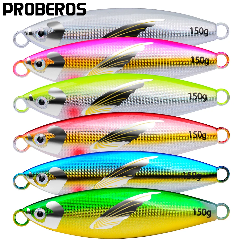 

PROBEROS 5Pcs Metal Jig Spoon Fishing Lures 30-150g Hard Artificial Bait for Tuna Bass Saltwater Slow Jigging Fishing Tackl