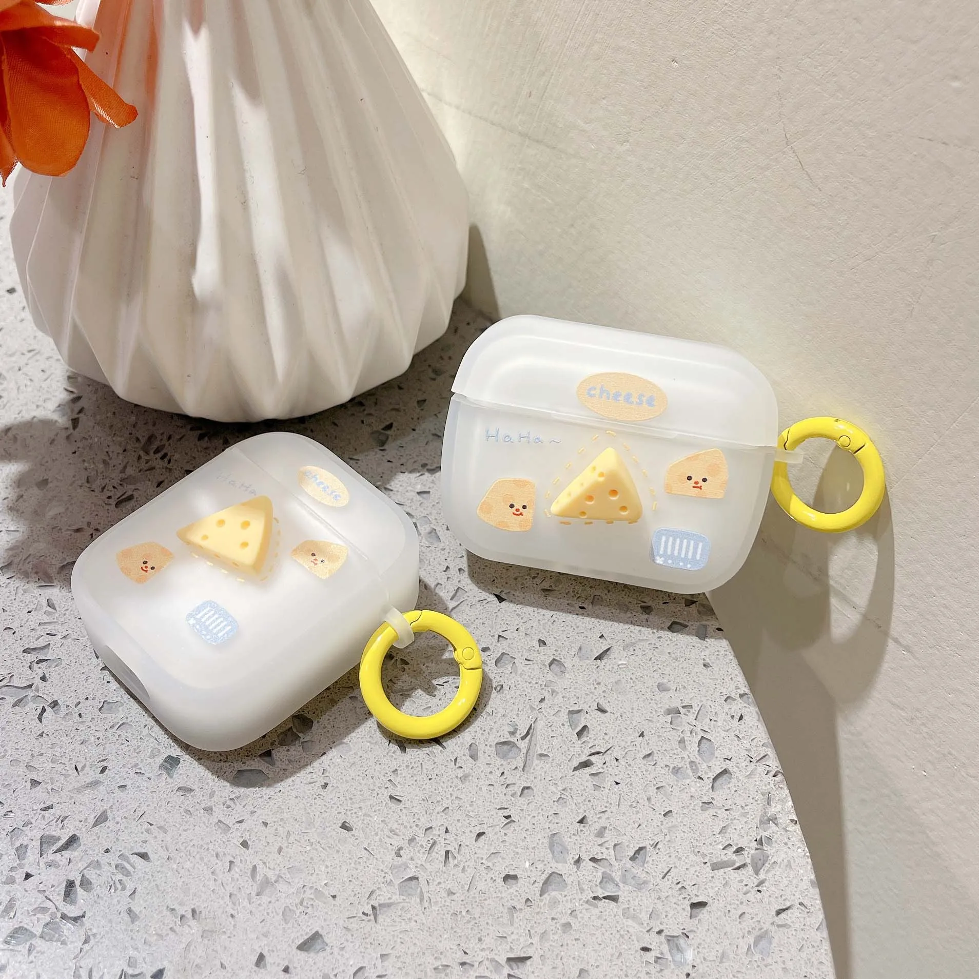 Cheese-caja de carga inalámbrica Bluetooth para apple airpods pro 2 3 1, llavero de silicona suave, caja de auriculares de dibujos animados, comida dulce