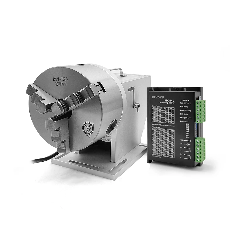 Professional Through Hole DesignClaws Rotary Axis Diameter 80mm 100mm Max For Fiber Laser Carving Engraving Marking Machine
