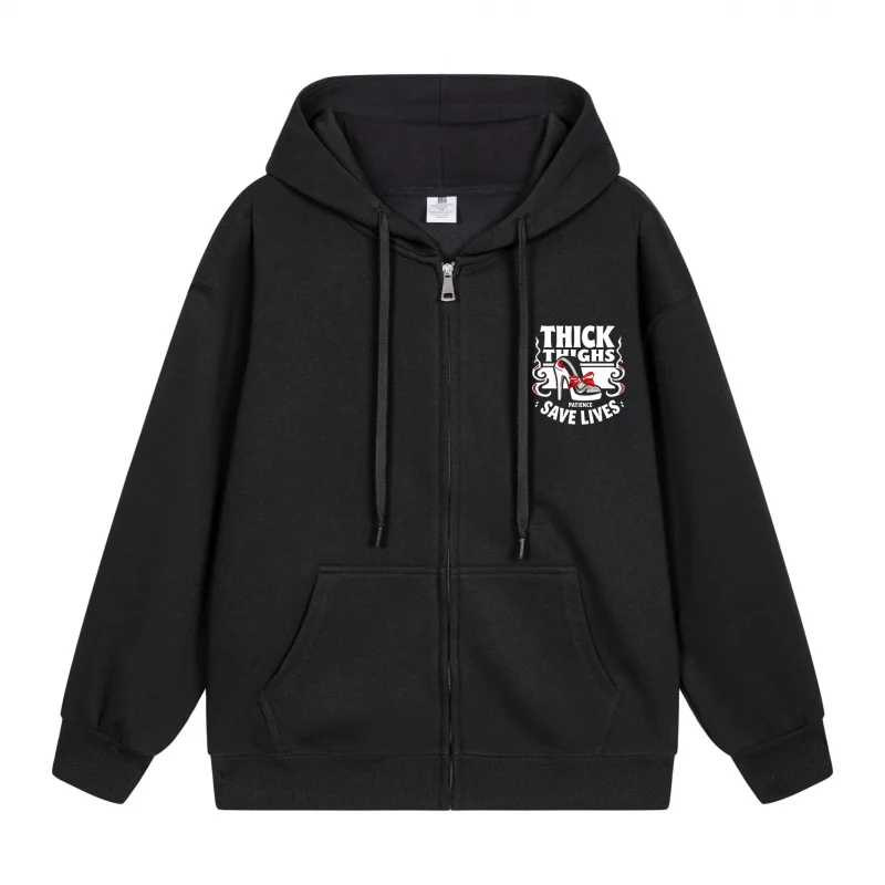 

Men's Zip-Up Hoodie Thick Skin Saves Lives Design 2025 New Style Casual Couples’ Style Casual and Loose