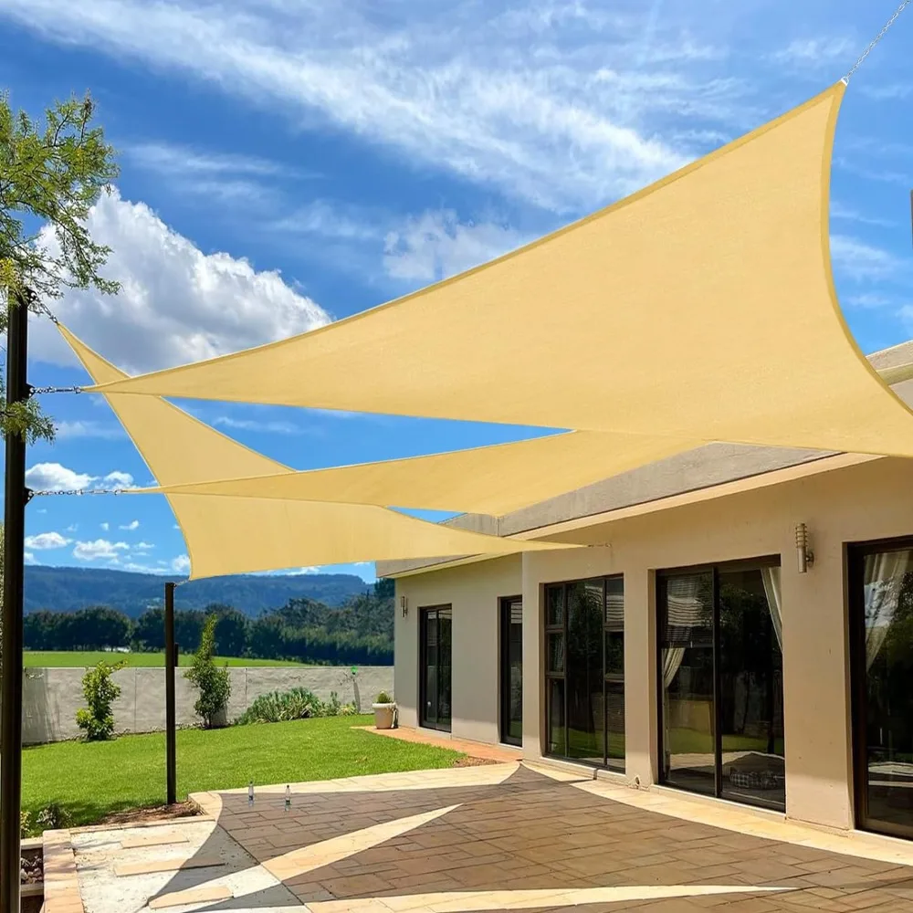 

Sun Shade Sail 20' x 20' x 20' Sand Cover for Patio Outdoor Triangle Canopy Backyard Shade Sail for Garden Playground