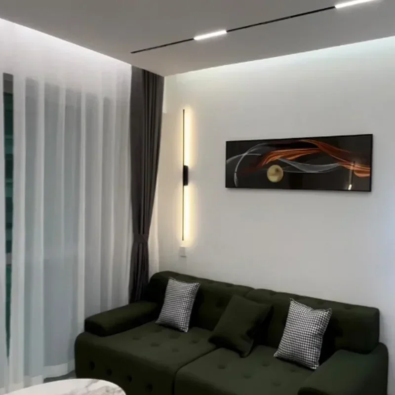 Modern LED Wall Lamp Bedroom Decoration Indoor Fixture Living Minimalist Lines Black Light Sconces Stair Hallway Wall Lights