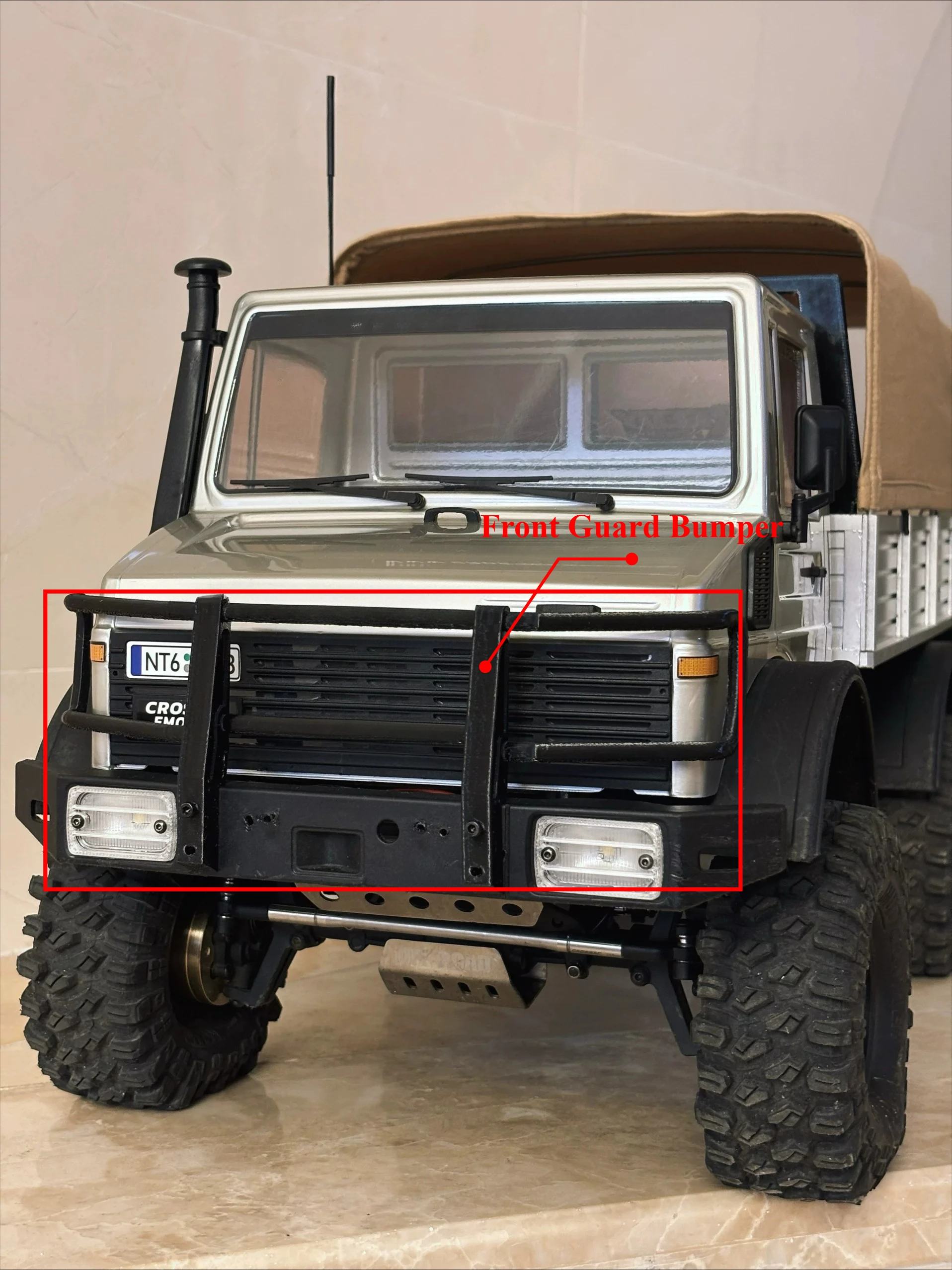 1/10 RC Rock Crawler Front Bumper Brush Guard Fits CrossRC Unimog NT4 & NT6 G-Inspired Classic Design Custom Decor Upgrade Parts