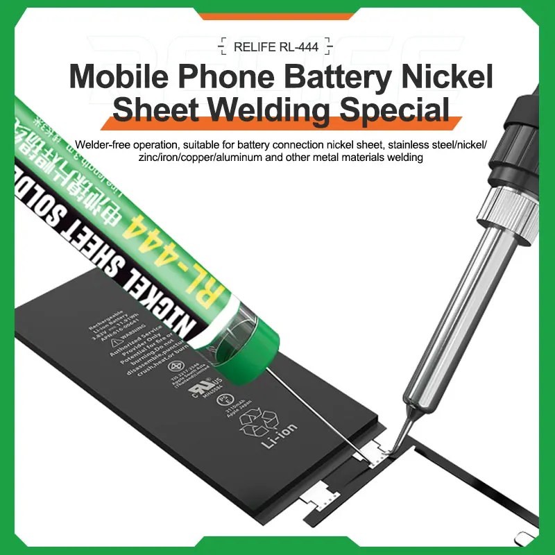 RELIFE RL-444 Cell Phone Battery Nickel Sheet Solder Wire High Purity Tin Content High Soldering Point Firmly Splash/Smoke Less