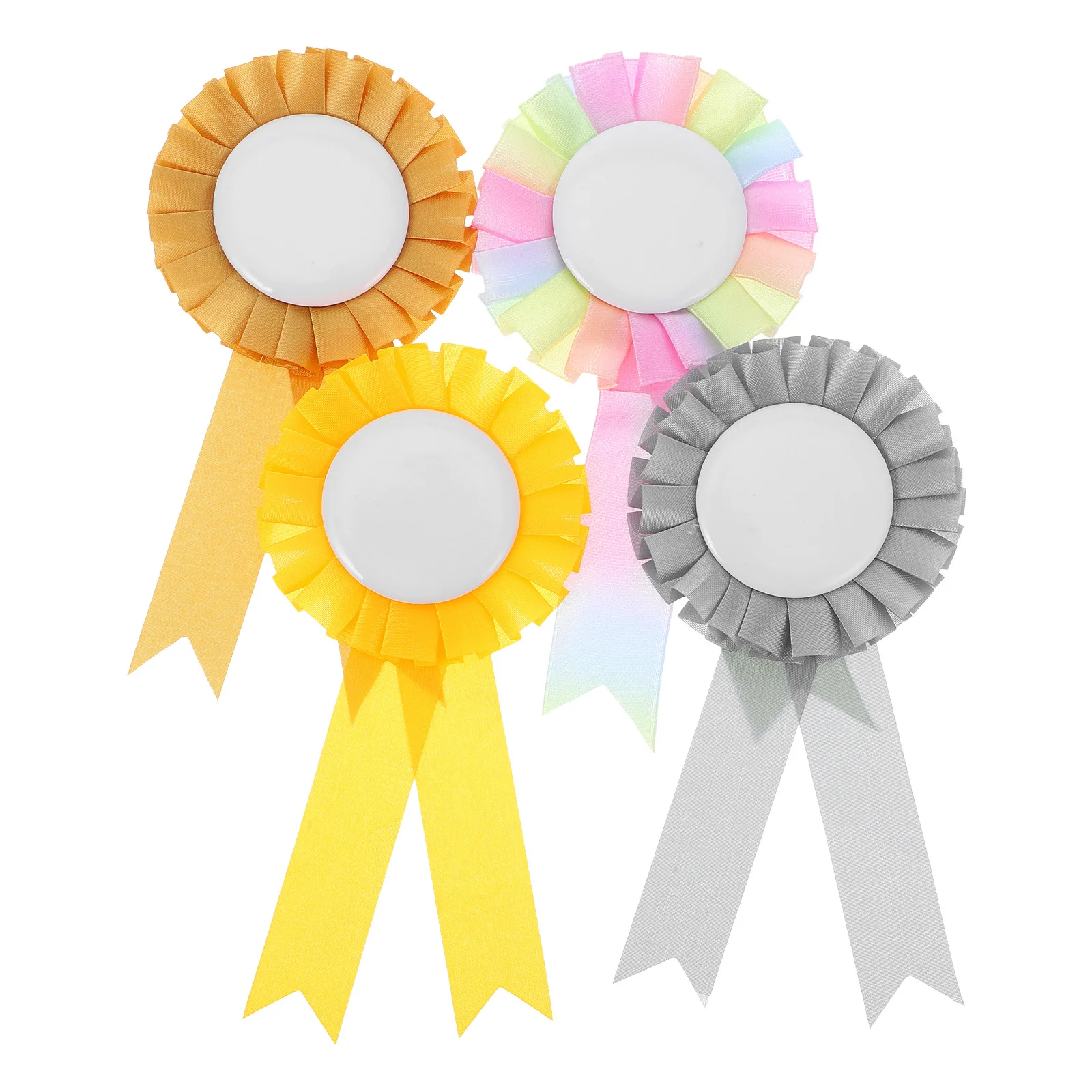 

4Pcs Celebration Corsage Vibrant Rosette Ribbons for Birthday Halloween Festival Award Medal Decoration Prize Ribbon Set