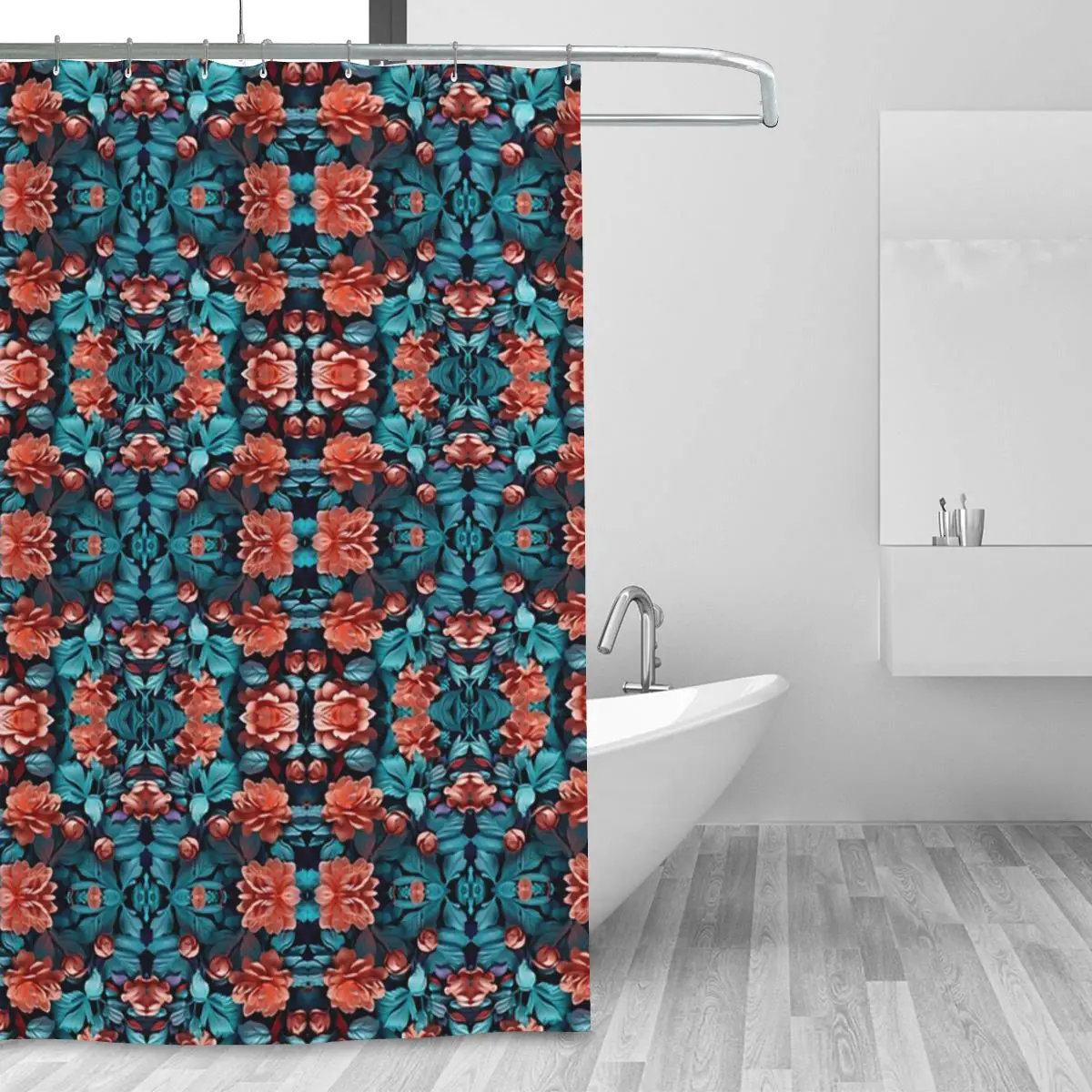 Colour Full Pattern Shower Curtain Bathroom Polyester Waterproof Bath Curtains with Hooks