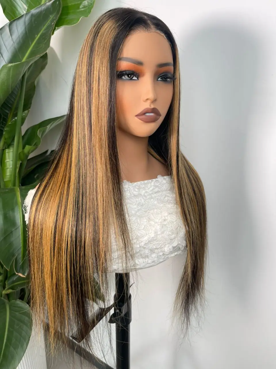 Straight Highlight Wig Human Hair Glueless Wigs Ready To Wear Pre Cut 6x4 Lace Front Human Hair Wigs for Women FP1B27 Colored