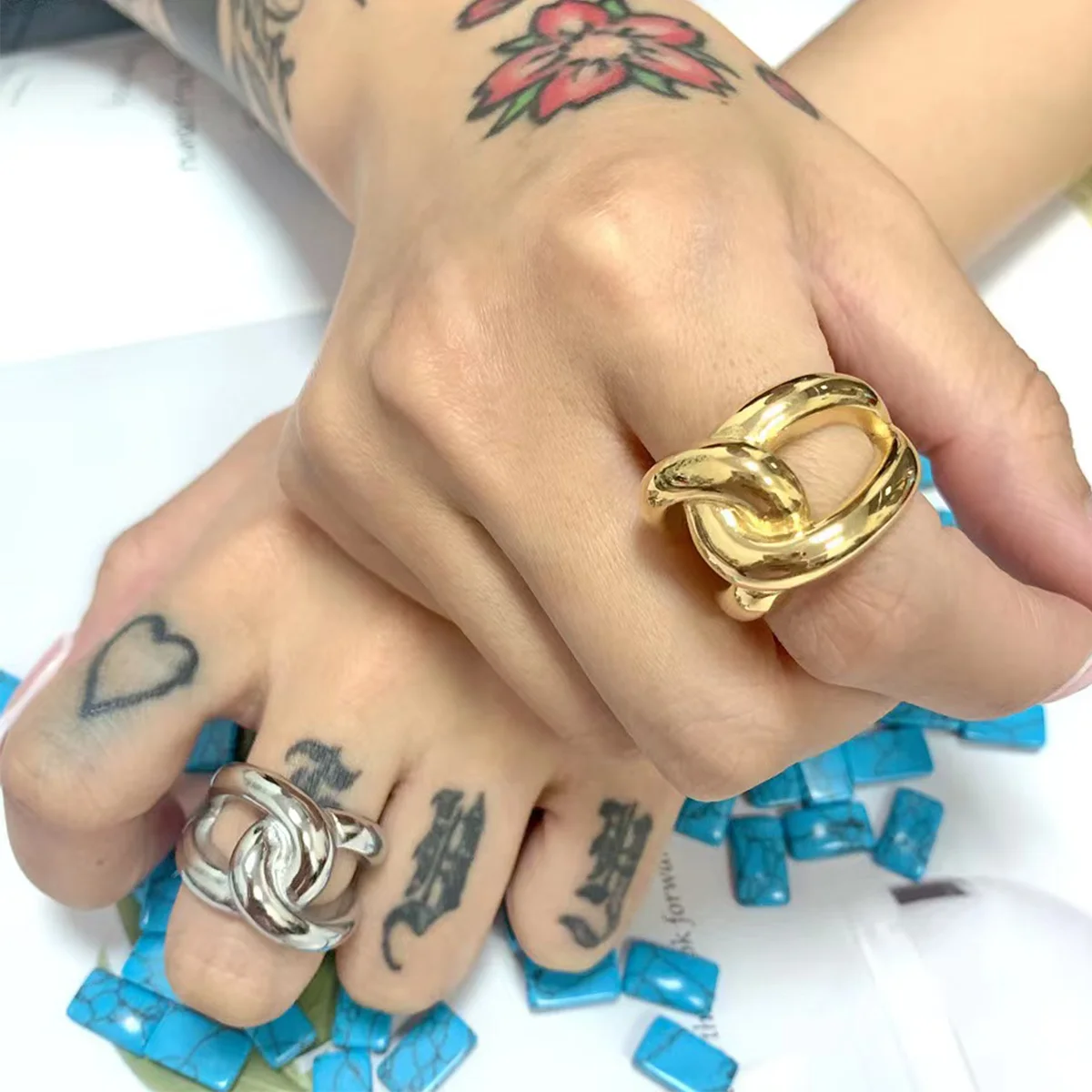 New French Vintage Metal Knot Design Feeling Index Finger Ring Fashionable Instagram Style Personalized Simple Ring Women Trend