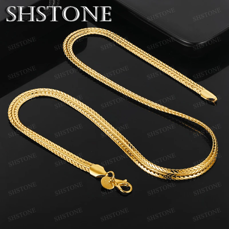 

6mm 45cm Chain 18k Gold Geometric Chain Necklace For Women Men Simple Trendy Popular Jewelry Anniversary Party Gift Accessories