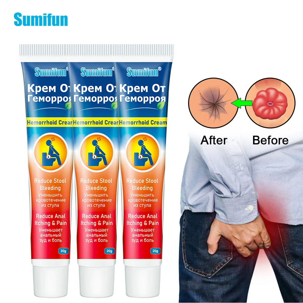 

3Pcs Sumifun Hemorrhoid Ointment Relieve Hemorrhoid Pain Anal Bleeding Swelling Anal Fissure Hemorrhoids Bacteriostatic Cream