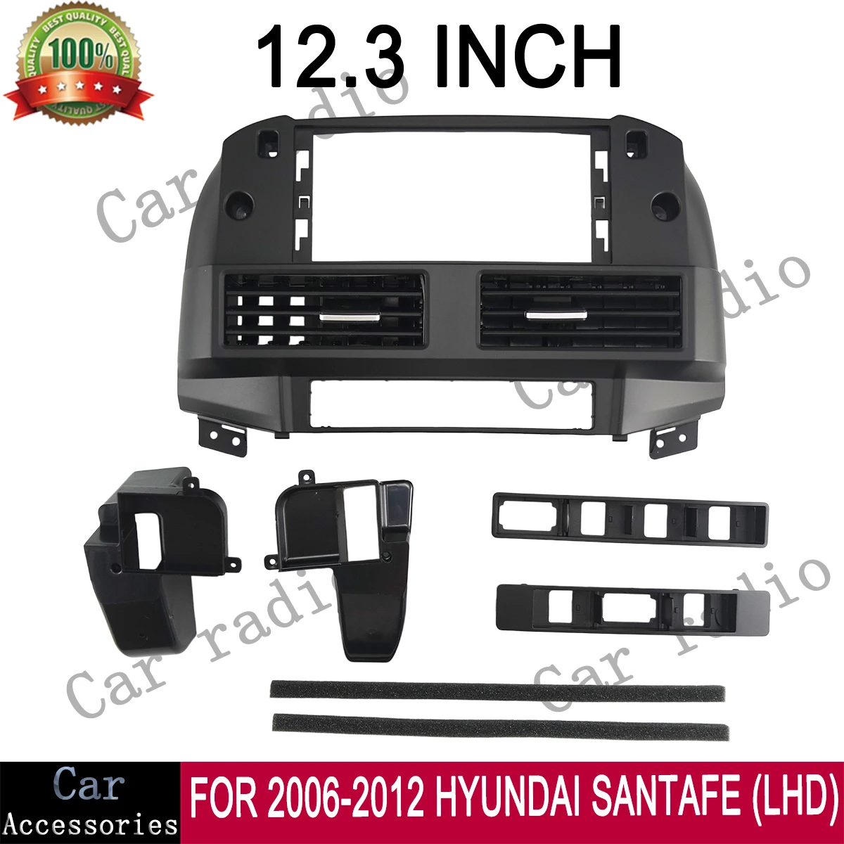 For 2006-2012 HYUNDAI SANTAFE 12.3 Inch Car Radio Android Stereo Frame Player Head Unit Fascia Panel Dash Board Cover