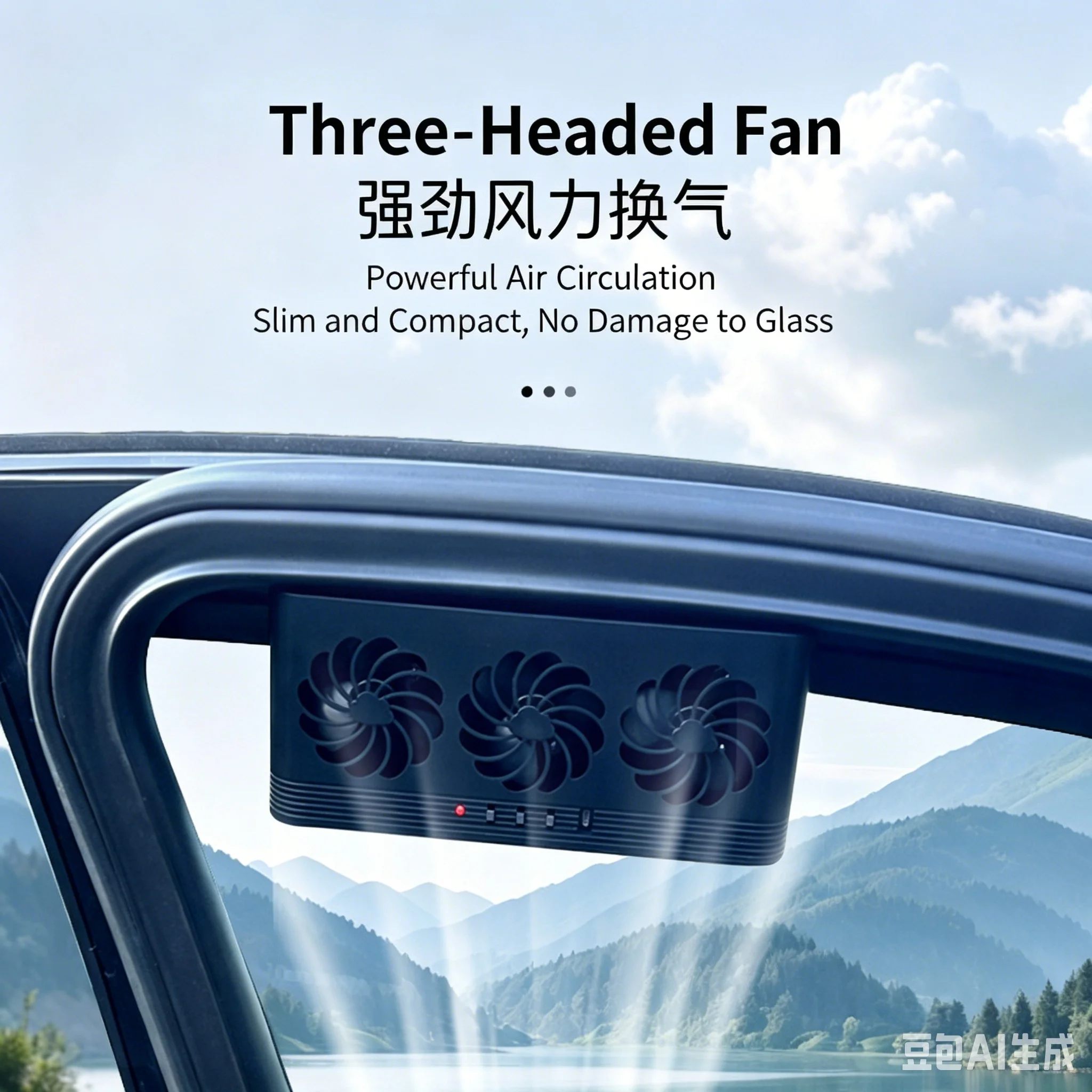 Summer 3-in-1 Solar Car Exhaust Fan, Window Ventilator, Cooling & Smoke Extraction Fan