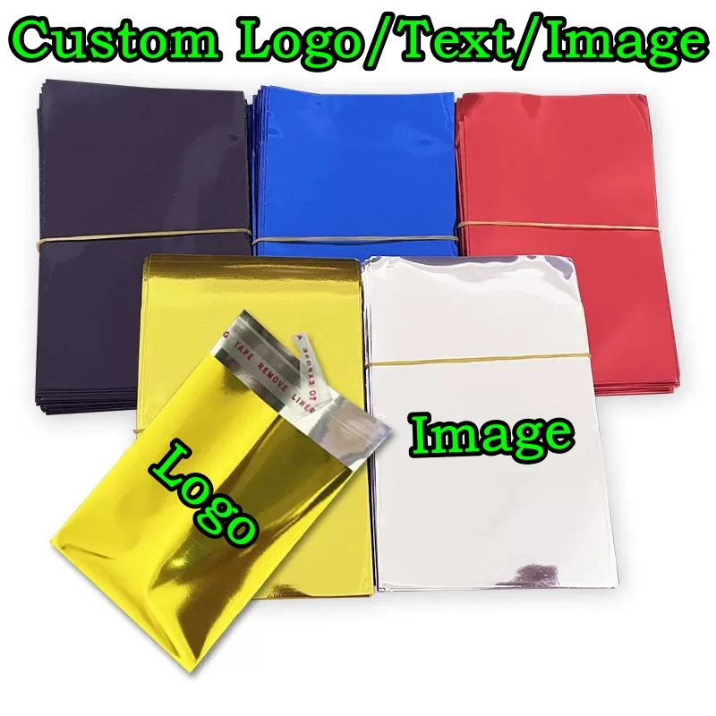 200 Stück Flache Glänzende Selbstklebende Verpackungsbeutel DIY Logo Kartenhüllen/Aufkleber Schmuckzubehör Selbstklebende Geschenkbeutel