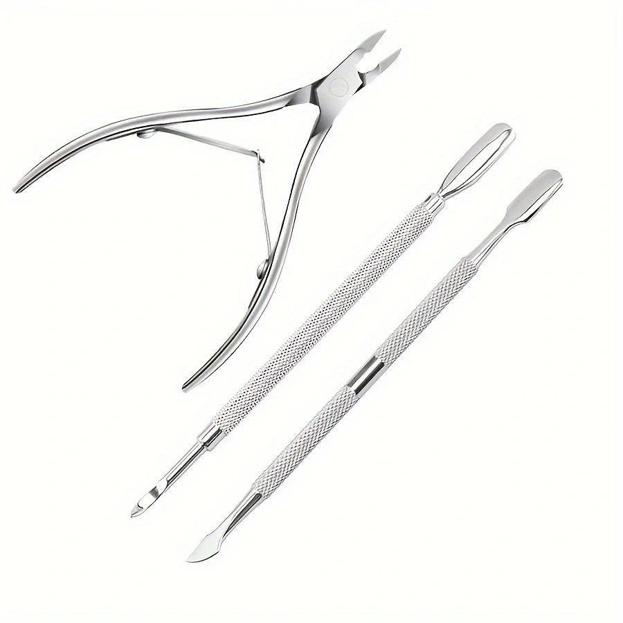 3-Piece Set of Large Double Ended Stainless Steel Dead Skin Nail Cleaning and Nail Removal