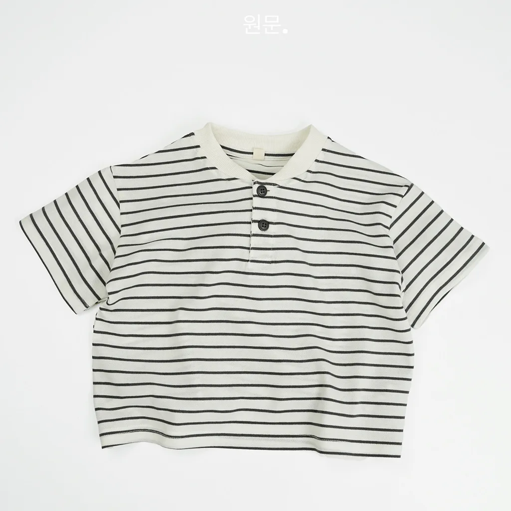

2025 Summer New Children Short Sleeve Striped T Shirts Boys Polo Shirt Loose Girls Tee Baby Cotton Casual Tops Kids Clothes
