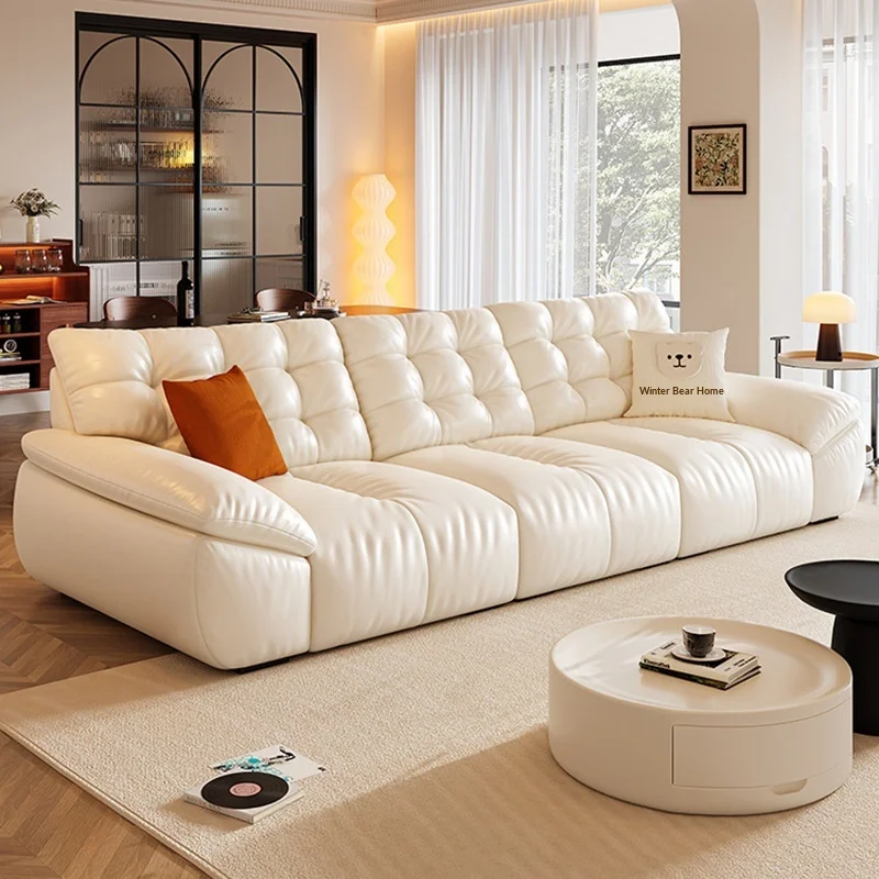 

# Puff Leather One Seat Sofa Cotton Candy French Light Luxury Cream Style Living Room Small Apartment Piano