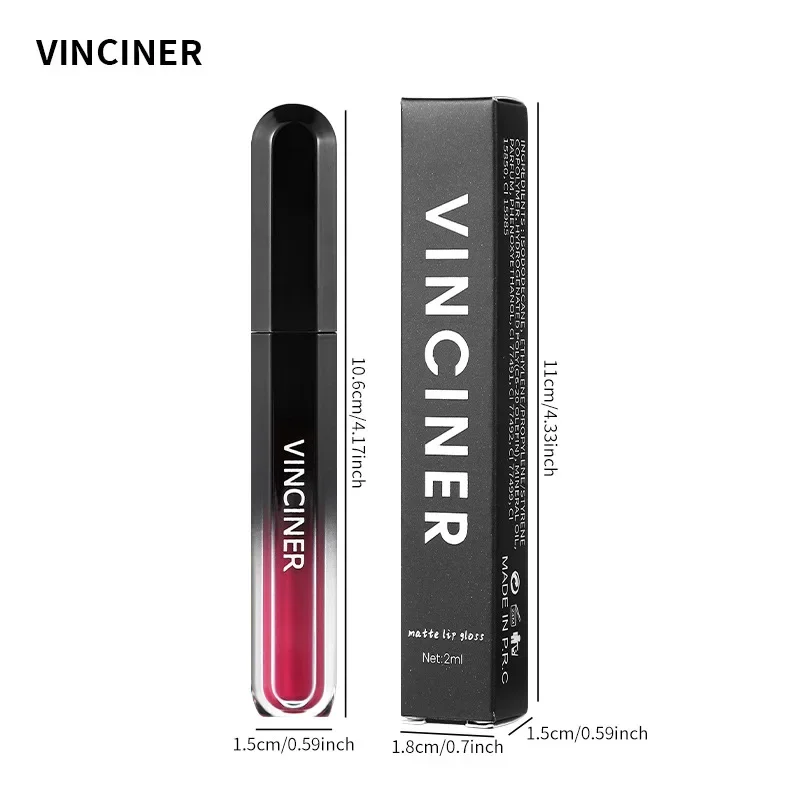 Vinciner-柔らかくて軽いマットな質感のリップグロス,長持ちする保湿,防水性の液体口紅,人気の化粧品,12色,新品