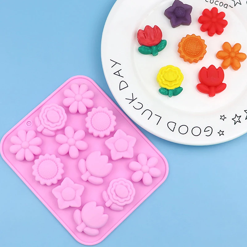 Cake Mousse Mold Rose Flower Chrysanthemum Silicone Baking Pan Ice Cube Tray Chocolate Candy Jelly Ice Cube Muffin Handmade Soap