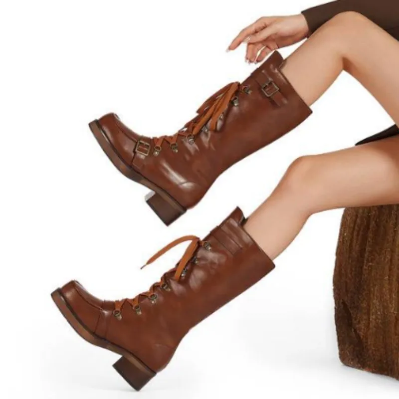 

Модные женские ботинки на среднем каблуке. Женские сапоги до середины икры. Сапоги с круглым носком. Сапоги на шнуровке. Модные рабочие ботинки. 34-46