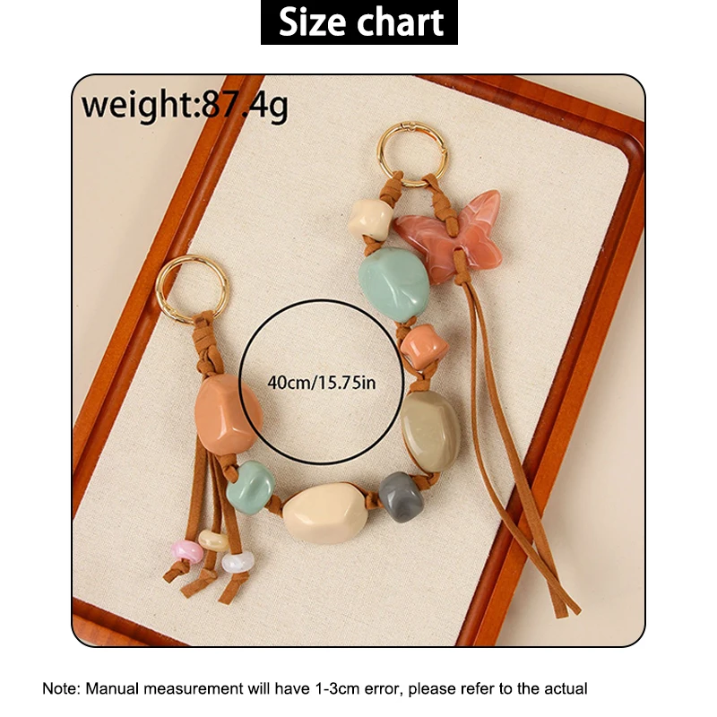 EverToner New Hand-woven Resin Beaded Butterfly Tassel Bag Pendant DIY Handbag Accessory Gift For Girls