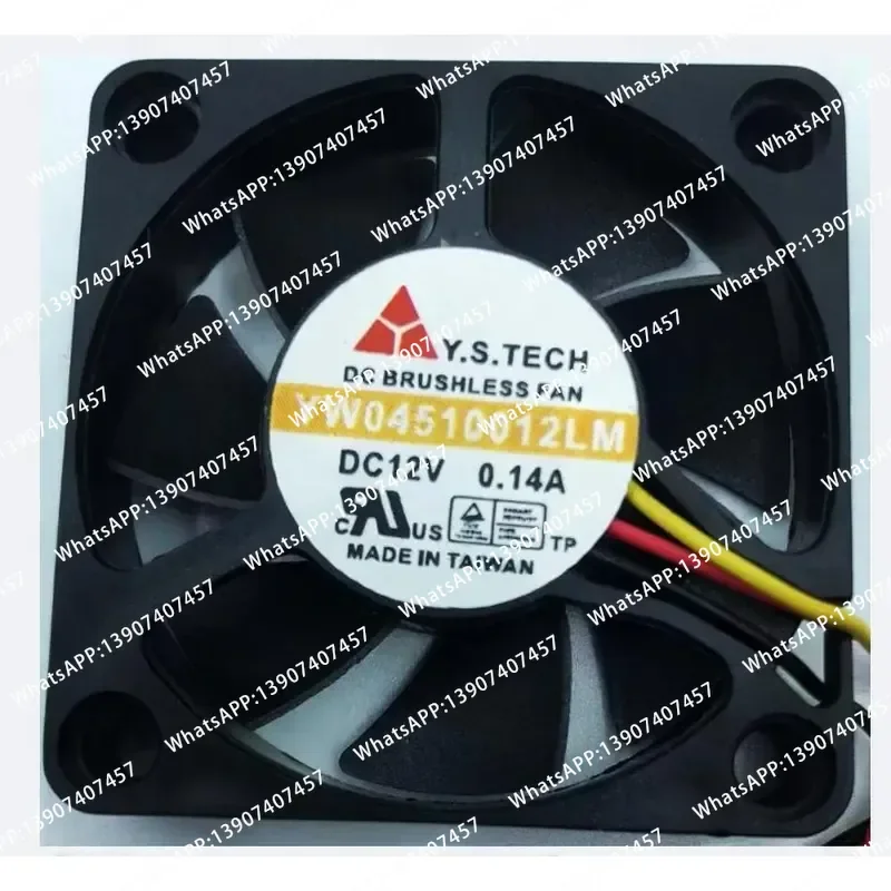 Y.S TECH YW04510012LM DC 12V 0.14A 45x45x10mm 3-wire Server Cooling Fan