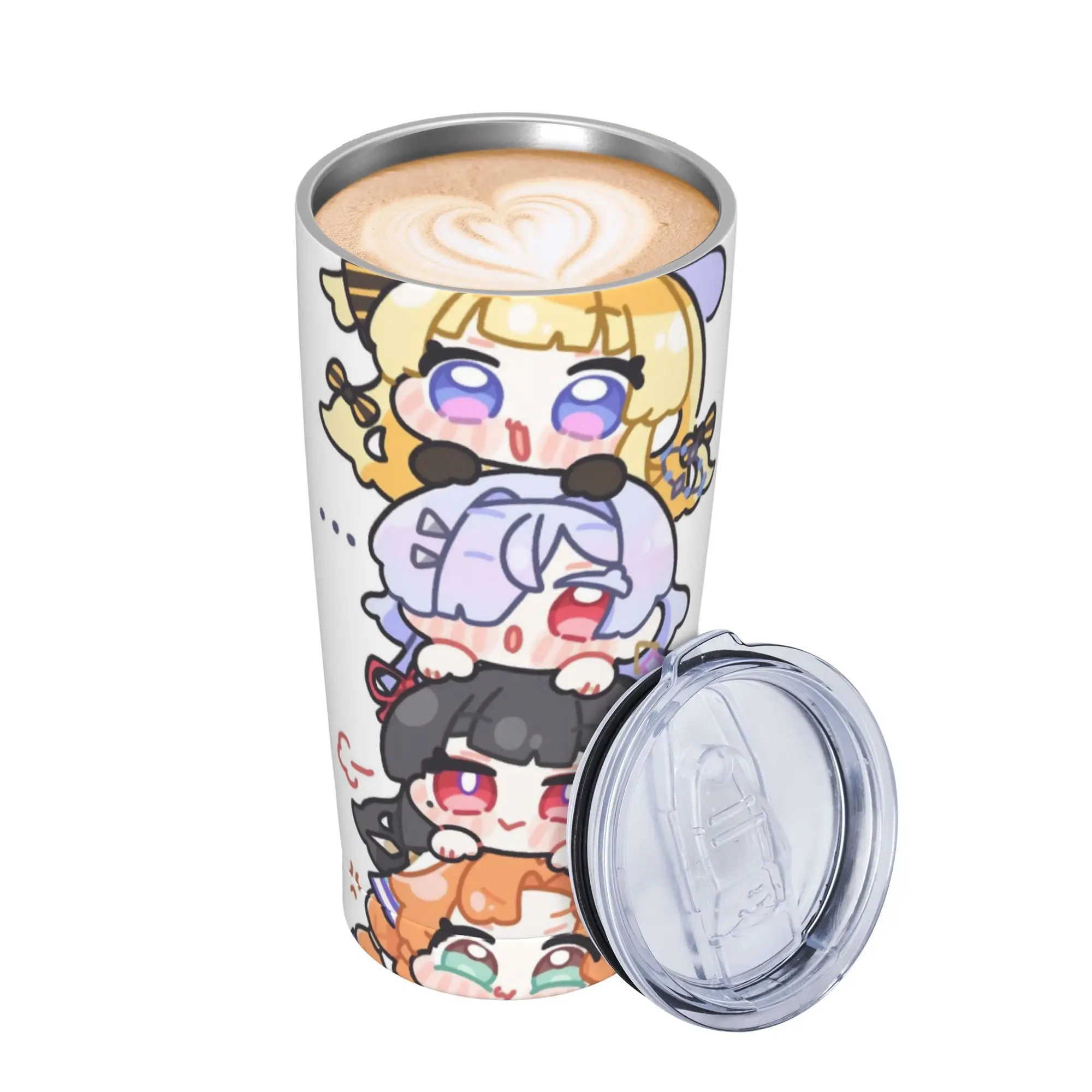 Trickcal C-Chibi Go Games Insulated Tumbler with Straws Lid  Vacuum Thermal Mug Double Wall Hot Cold Drinks Cups 20oz