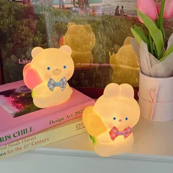 Bedside Nightlight Sweet and Cute Eye Care Sleep Light Bedroom Sleep Light Battery Stupid and Cute Peach Bear Table Lamp