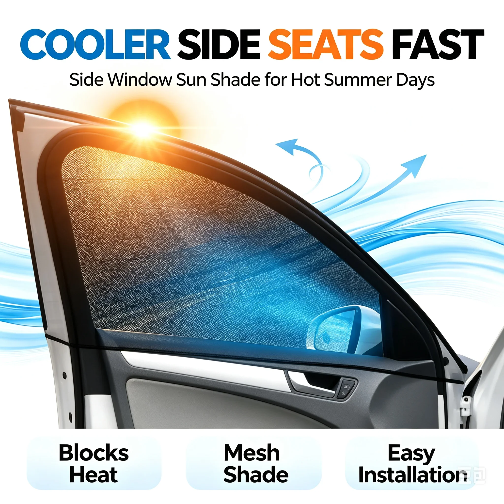 2pcs NEW Mesh Sun Visor Protection Window Films Car Sun Shade Styling Accessories Auto UV Protect Curtain Side Window Sunshade