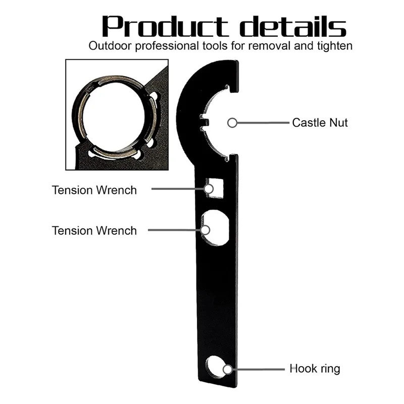 ABLL-Survival moersleutel Multifunctionele koolstofstalen moersleutelcombinatie voor verwijdering en installatie, zwart